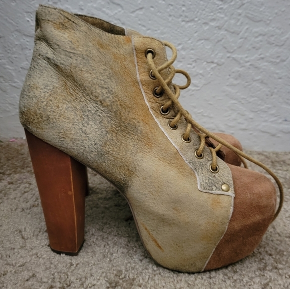 Jeffrey Campbell Lita Platform Heeled Lace Up Bootie Size 7 - Picture 3 of 9